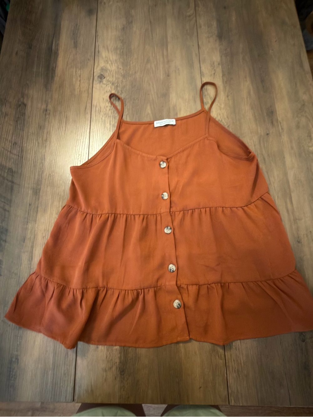 Paper Crane Rust Button-Front Tiered Cami